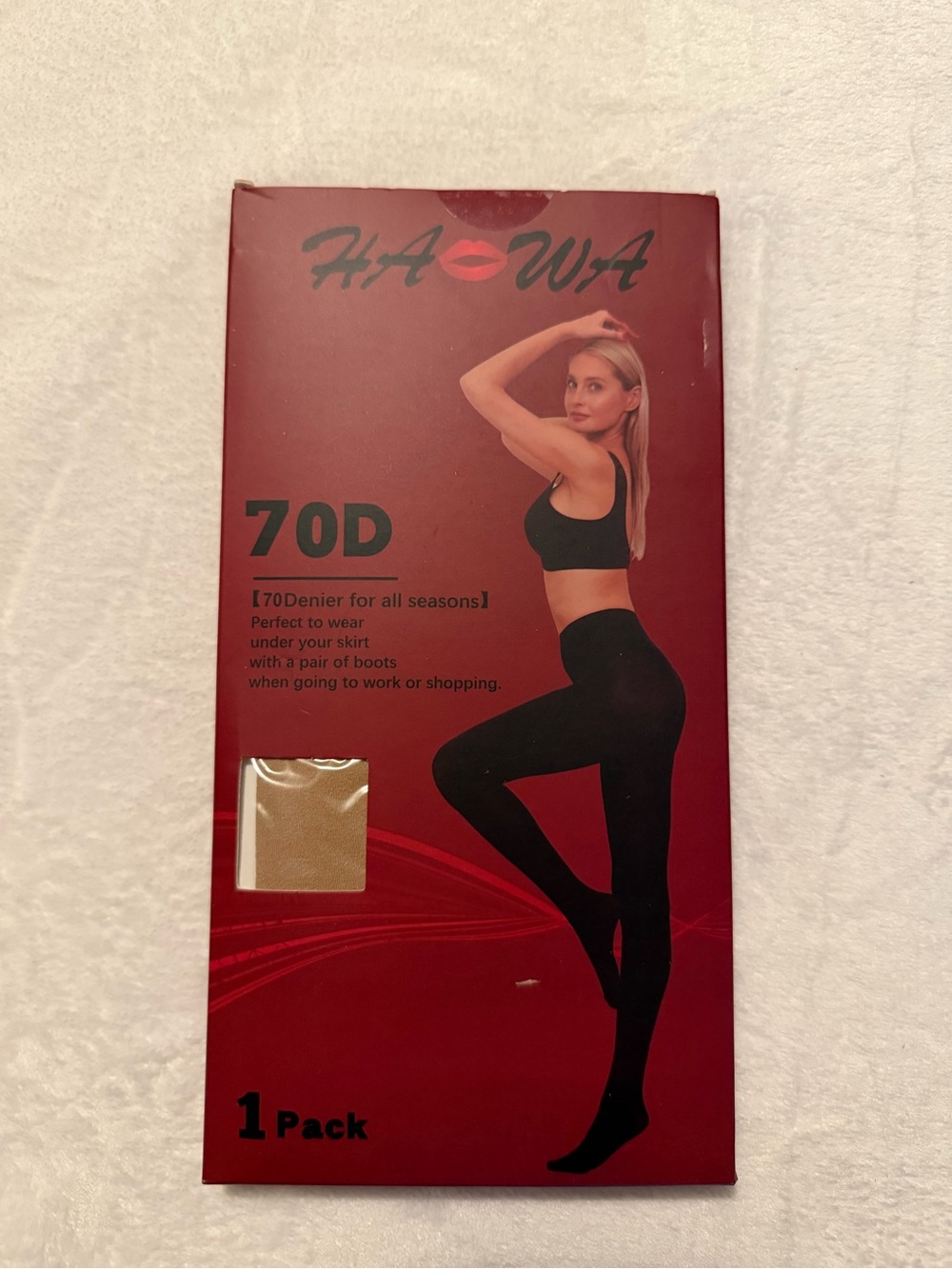 HA💋WA 70 Denier Control Top Tights Nude Size Large NEW